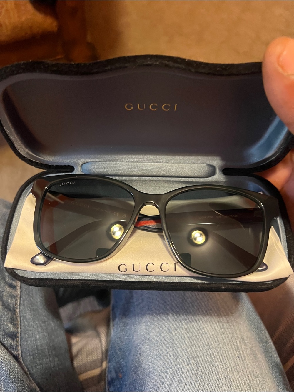 Gucci Black Square-Style Sunglasses with Dark Lenses